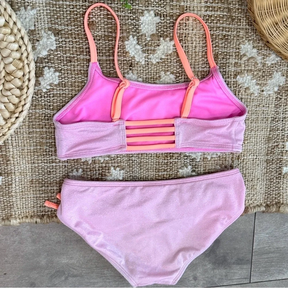 Art Class Girls Pink and Peach 2-Piece Bikini Swim Suit Set Size Medium